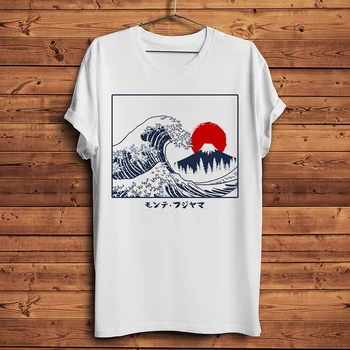 Derliaus didžiosios Bangos off Kanagawa Fuji juokinga ukiyoe marškinėlius Vyrų vasara naujas Baltos spalvos Atsitiktiniai trumpomis rankovėmis Marškinėliai Unisex streetwear tee