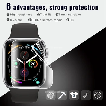 2VNT 9D Hidrogelio Filmas iwatch 5 Pilnas draudimas Screen Protector For Apple iwatch 5 Apsaugos Minkštas Filmas 