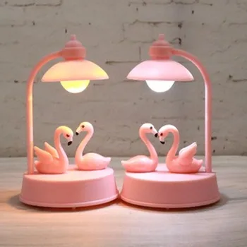 Mielas Animacinių Filmų Vienaragis Pasisekė Katė Flamingo Muzikos Naktį Žibintai Mergaičių Miegamojo Staliukas, Lempa Vaikams Dovanos Kūrybos Kambario Puošyba