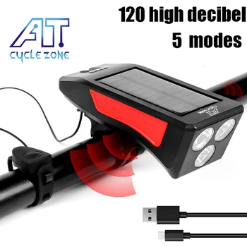 CIKLO ZONOJE 3xT6 LED 5 Režimai Saulės Dviračio Žibintas Priekinis Su Ragų USB Įkrovimo Kelių Dviračių Lempos Motorcross priekinis žibintas Dviračiu