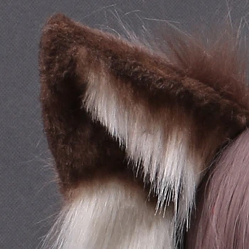 Modeliavimas 3D Furry Vilkas Ausis Lankelis Dirbtiniais Kailiais Pūkuotas Pliušinis Gyvūnų Plaukų Lankelis Anime Maskuotis Cosplay Plaukų Aksesuarai