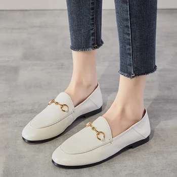 Pavasarį oda Lok Fu moterų batai 2021 nauji moteriški bateliai butas vienintelis vieną batų galvos sluoksnis karvės odos Britų stiliaus mažas odos