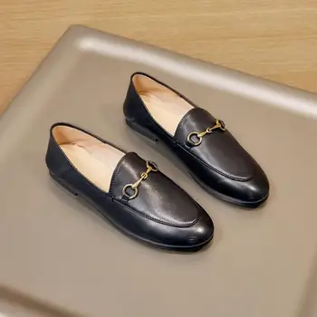 Pavasarį oda Lok Fu moterų batai 2021 nauji moteriški bateliai butas vienintelis vieną batų galvos sluoksnis karvės odos Britų stiliaus mažas odos