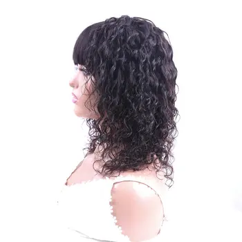 Yavida Indijos Vandens Banga Perukai Už Juodaodžių Moterų Pilna Mašina Natūralus Juodas Remy Human Hair Pigūs Perukai Su Kirpčiukais Didmeninės