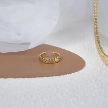 Subtilus Juvelyrikos 14K Aukso spalvos Reguliuojamo Žiedai Moterims Paprasta Stiliaus Sužadėtuvių Žiedai Rinkinys