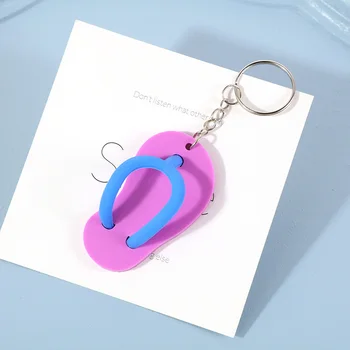 Mielas 3D Mini PVC Flip Flop Keychains Animacinių filmų Sandalai Keychain Maišelį Priedai Apdailos paketų prižiūrėtojų raktinę Key Chain Pakabukai