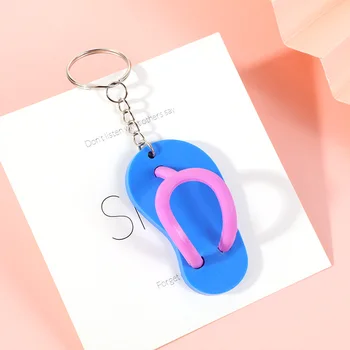 Mielas 3D Mini PVC Flip Flop Keychains Animacinių filmų Sandalai Keychain Maišelį Priedai Apdailos paketų prižiūrėtojų raktinę Key Chain Pakabukai