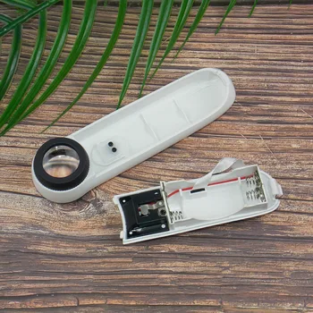 Kišeninis 40X Didinamąjį didinamasis stiklas Mini LED Akrilo objektyvas Stiklo Juvelyras Loupe Kilpos Su 2 LED Šviesos Papuošalų, Laikrodžių Taisymo Įrankis