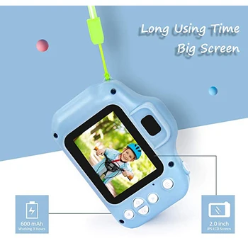 Skaitmeninis Fotoaparatas Vaikams 1080P Vaikai Skaitmeninė Vaizdo Kamera su 2 Colių IPS Ekranu ir 16 gb SD Kortelė 3-10 Metų Berniukams, Mergaitėms Dovanų