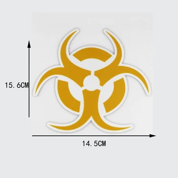 YOJA 14.5X15.6CM Automobilių Etikete Su biologinio pavojaus Simbolis Kūrybos Geltonos spalvos Automobilių Lipdukai, Vinilo Decal ZT3-0019