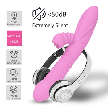 Lyžis Triušių Dildo Vibratorius Moterims G Spot Klitorio Stimuliatorius 12 Greičio USB Įkraunama Dvigubas Dildo Sekso Žaislų Parduotuvė Suaugusiems