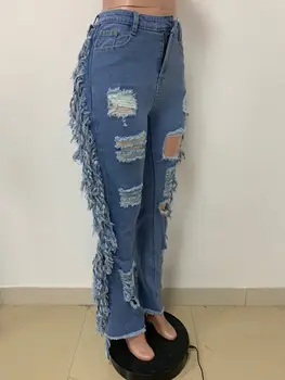 Chocomist jeans Street Kankina Kutas Dizaino moterų JeansLD9106
