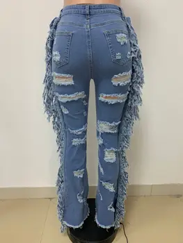 Chocomist jeans Street Kankina Kutas Dizaino moterų JeansLD9106
