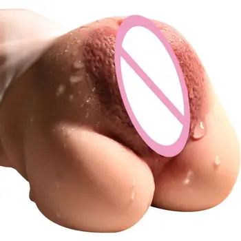 Vyrų masturbacija sekso žaislai, realistiškas 2 skylė vyrų realus suaugusiųjų žaislai, realistiškas 3D katė silikono makšties ir išangės suaugusiųjų sekso parduotuvė