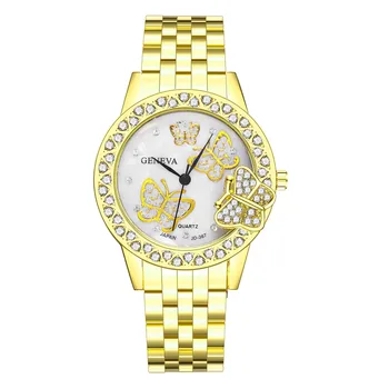 Moteris Žiūrėti Elegantiškas Ponios 2021 Prabangus Diamond Plieno Juostelės Kvarciniai Laikrodžiai 3D Drugelis Deimantų Laikrodžiai Valentino Dienos Dovanos