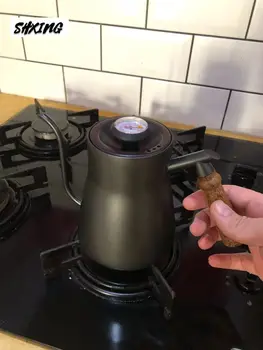 850ml Espresso Maker Lašinamas Kavos Puodą Per Kavos Virdulys Gooseneck Moka kūrėjas su medžio Rankena Termometras už Virtuvės Įrankiai