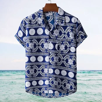 Vyrams trumpomis Rankovėmis Atvartas Atspausdinta Marškinėliai Atogrąžų Lapų Modelio Gėlių Marškinėliai Atsitiktinis Vasaros Havajų Atostogų Camisa Viršūnės S-3XL