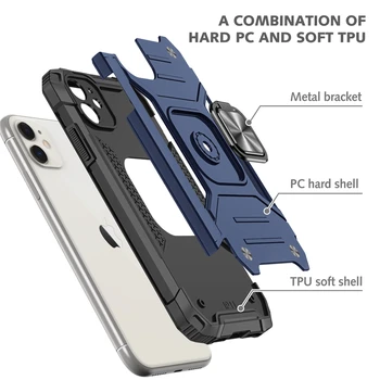 Magnetinės Metalo Piršto Žiedą Turėtojas Atveju iPhone, 12 Mini Pro 11 Max Galinį Dangtelį iPhone Xs Max XR X 8 7 6 6s Plus SE 2020 m.