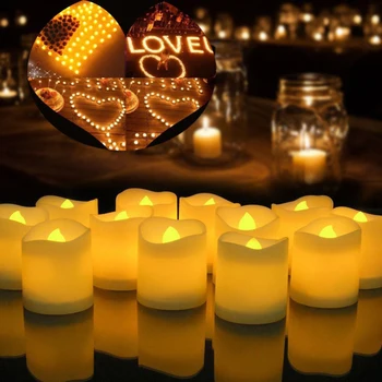 12Pcs Elektroninių LED Arbata Šviesos Žvakės Realus Baterijos Flameless Žvakės Namų Miegamajame Šalis Vestuvių Šventė Dekoras