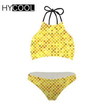 HYCOOL Plaukimo Kostiumas Moterims Polka Dot Modelis Aukštu Kaklu Tvarstis maudymosi Kostiumėliai Moterims Bikini 2020 M. maudymosi kostiumėlį, XXL