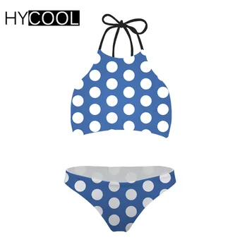 HYCOOL Plaukimo Kostiumas Moterims Polka Dot Modelis Aukštu Kaklu Tvarstis maudymosi Kostiumėliai Moterims Bikini 2020 M. maudymosi kostiumėlį, XXL