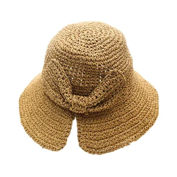 Tėvų-vaikų Rafija Lankas Saulės Skrybėlę Platus Kraštų Floppy Vasaros Skrybėlės Moterų Paplūdimio Panama Šiaudų Dome Kibiro Kepurę Atspalvį Skrybėlę