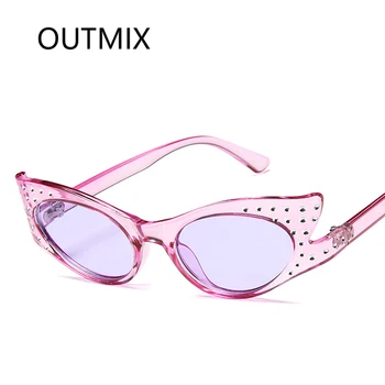 2020 m., Moterų, Prabangos Prekės ženklo Katės Akis, saulės akinių Mados kalnų krištolas Mažas Rėmo Saulės Akiniai Ponios Aišku, Pink Akiniai Moterų UV400