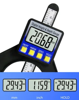 Skaitmeninis Gylio Indikatorius LCD Aukštis Gabaritai Suportai Su Magnetiniai Kojų Maršrutizatorius Stalai Medienos Matavimo Įrankiai