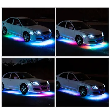 Automobilių Underglow Lankstus Šviesos Juostelės LED Underbody Žibintai Nuotolinis /APP Kontrolės Automobilį Led Neon Light RGB Dekoratyvinis Atmosfera Lempos