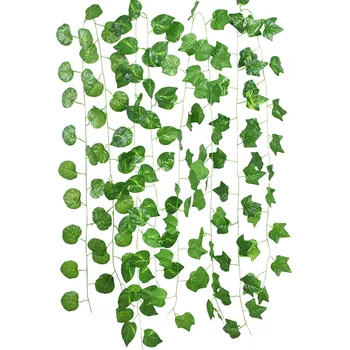 2.3 m Dirbtiniai Augalai Žalia Lapų Girlianda Su 2m Led Styginių Šviesos Lapų Ivy Vynuogių Namų Dekoracijas, Vestuvių Dekoras 
