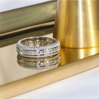 Visą amžinybę Princesė iškirpti Lab Deimanto Žiedas 925 sterlingas sidabro Dalyvavimas Vestuvių juostoje Žiedai, Moterų Nuotakos Bauda Papuošalai Dovana