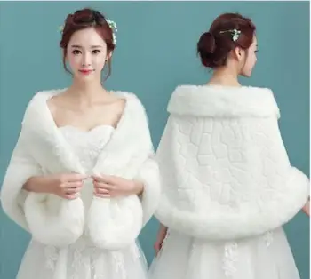 Nuotakos bridesmaid, balta kailio šalikas vestuvių suknelė kailis vedęs rudenį ir žiemą