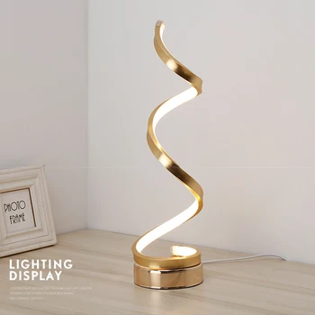 Stalo lempa kambarį lampara Led escritorio art deco Naktiniai lampe de chevet Modernus Aukso spiralės abajur para quarto miegamasis