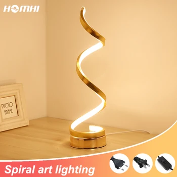 Stalo lempa kambarį lampara Led escritorio art deco Naktiniai lampe de chevet Modernus Aukso spiralės abajur para quarto miegamasis