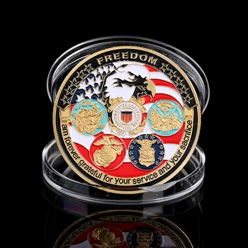 Jav Karinio Jūrų Laivyno Pakrančių Apsaugos Amerikos Laisvosios Erelio Totemas Aukso Karinės Medalis Monetų Kolekcija