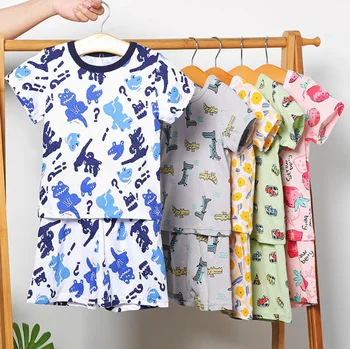 Vaikai Berniukai Sleepwear mergina Vasaros medvilnės rinkiniai Vaikams Homewear Pižama Mergaitėms Pižamos naktiniai drabužiai Vaikams 4 6 8 10 Metų drabužių