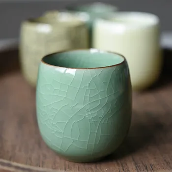 250ml vientisos Spalvos Tradicinės Kinų Stiliaus, spalvos jūros vandens Crackle Keramikos Teacup Kinijos Porceliano Maži Kavos Puodeliai Arbatos