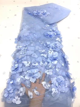 2021 naujas mados afrikos nėrinių audinio 3d gėlių nėrinių su akmenimis siuvinėjimo prancūzijos tiulio nėrinių audinio Vestuvinė suknelė KH9A