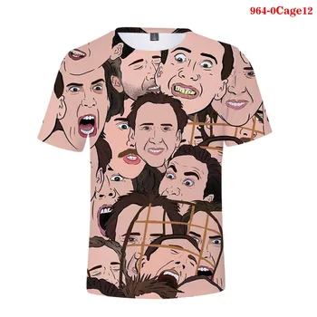Vyrų Drabužiai 3D Spausdinimo Juokingas Aktorius Nicolas Cage vyriški T-shirt Pilna Daug Veidų Atspausdinta Marškinėliai Moterims Atsitiktinis Vasaros Trumpas Rankovės