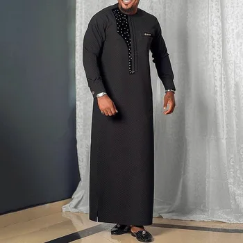 Kaftan Suknelė Vyrų Drabužiai Dubajus Abaja Afrikos Dashiki Vyrų 2021 Riched Kaftan Vyras ilgomis Rankovėmis Mėlyna Atsitiktinis Musulmonų Drabužiai