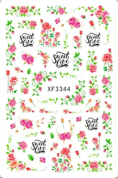 3D Nagų Lipdukai Pavasario Ir Vasaros Gėlės Lapai Dizaino Lipnios Etiketės Rose Vestuvių Nagų Dailės Apdaila