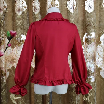 Nauja Rudens Elegancija Lankas Moterų Rankovėmis su Susiėmę ilgomis rankovėmis Lolita Marškinėliai Moteriška Japonijos Lėlės Apykaklės Šifono Marškinėliai Mujer