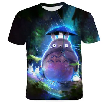 2021 Mano Kaimynas Totoro Berniukų ir Mergaičių Camisetas T-shirt 3D Spausdinimo Dizainą, Kawaii Hayao Miyazaki Šieno T-shirt Animacinių filmų Vaikams Drabužių