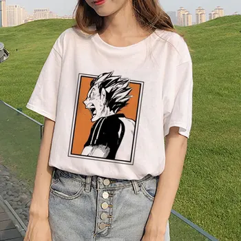 Japonų anime, tinklinis paauglys streetwear kawaii Harajuku moteriški marškinėliai hip-hop viršūnės vasarą 2021 