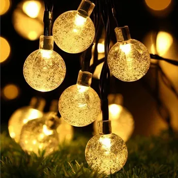 D2 Fairy Light Naujas 20/50 Saulės Lempos Galios LED Juostelės Krištolo rutulį 5M/10M LED Lauko Eilutę Saulės Girliandas Sodo Kalėdų Dekoro