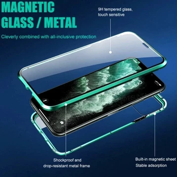 360 Visas Apsaugos Magnetinio Atveju, Samsung Galaxy A71 A51 A70 A50 A31 M51 A11 A7 A30 A40 A41 M21 A10 A8 A9 2018 Dvigubo Stiklo