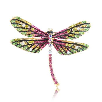 1Pc Dragonfly Vabzdžių Sagė Mados kalnų krištolas Atlapas Pin Šalikas Sagtis, Moteris Dovaną Vintage Suknelė Kailis Reikmenys, Papuošalai
