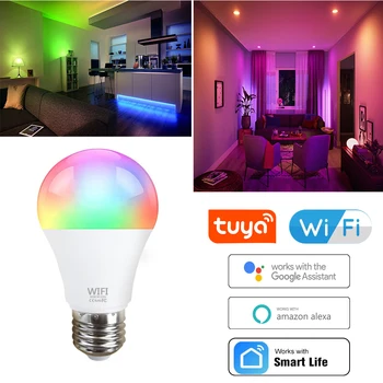 RGB WiFi Smart Lemputė E27 B22 Pritemdomi LED Lempos Tuya APP 