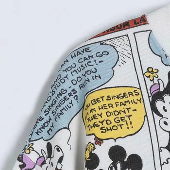 Disney Palaidinės Mados Minnie, Mickey Mouse Manga Animacinių Filmų Spausdinimo O-Kaklo, Ilgomis Rankovėmis Streetwear Moterų Harajuku Prarasti Trumpas Viršūnės