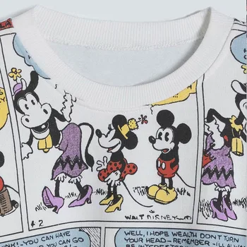 Disney Palaidinės Mados Minnie, Mickey Mouse Manga Animacinių Filmų Spausdinimo O-Kaklo, Ilgomis Rankovėmis Streetwear Moterų Harajuku Prarasti Trumpas Viršūnės